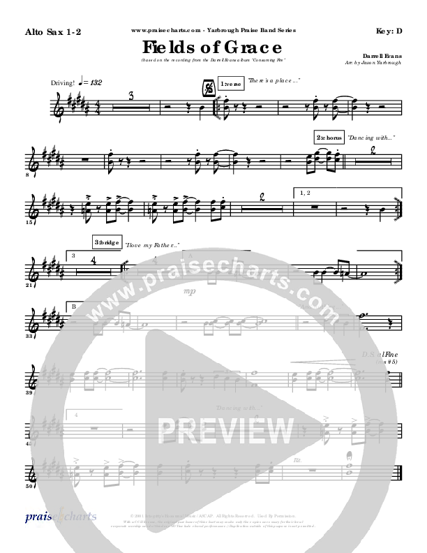 Fields Of Grace Alto Sax (Darrell Evans)