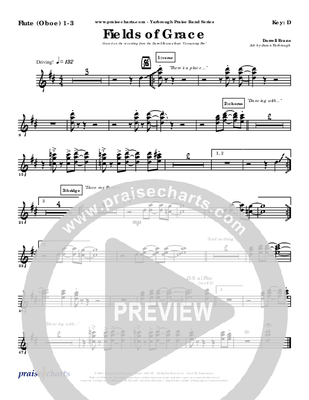 Fields Of Grace Flute/Oboe 1/2/3 (Darrell Evans)