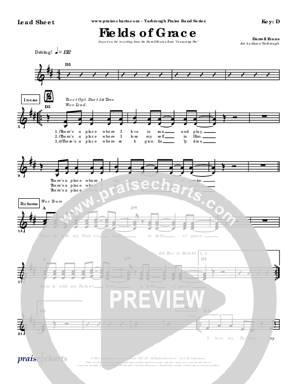 Fields Of Grace Lead Sheet (SAT) (Darrell Evans)