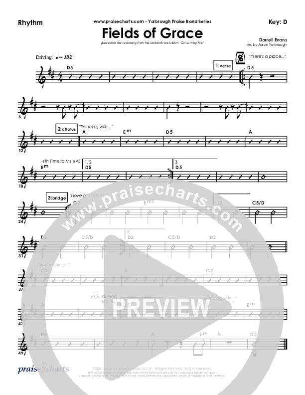 Fields Of Grace Rhythm Chart (Darrell Evans)