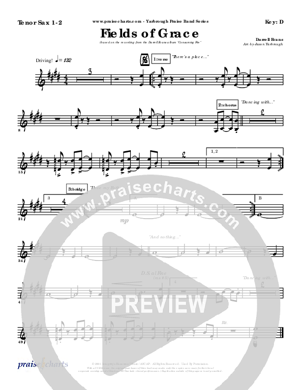 Fields Of Grace Tenor Sax 1/2 (Darrell Evans)