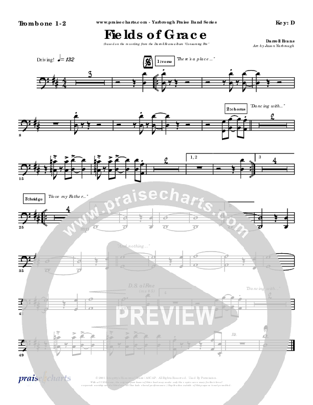 Fields Of Grace Trombone 1/2 (Darrell Evans)