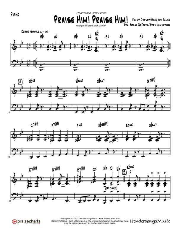 Praise Him Praise Him (Instrumental) Piano Sheet (Brad Henderson)