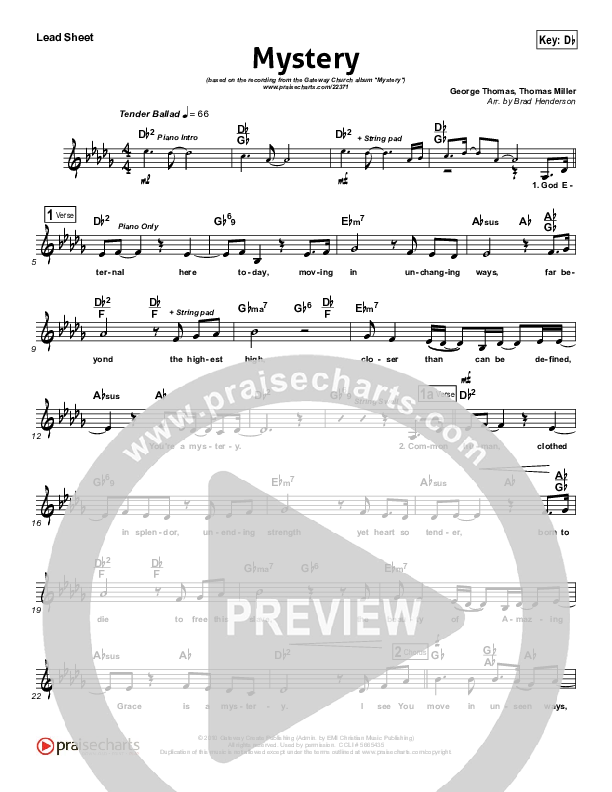 Mystery Lead Sheet (Gateway Worship)