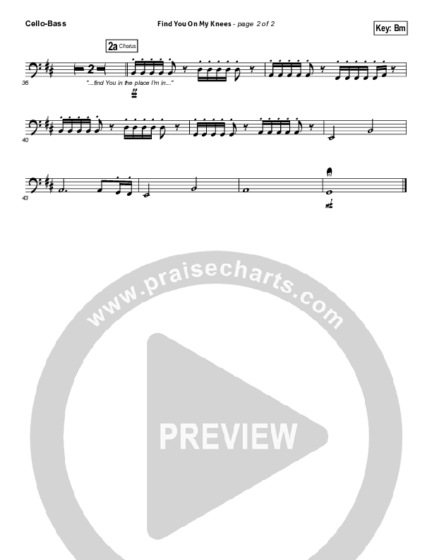 Find You On My Knees Cello/Bass (Kari Jobe)