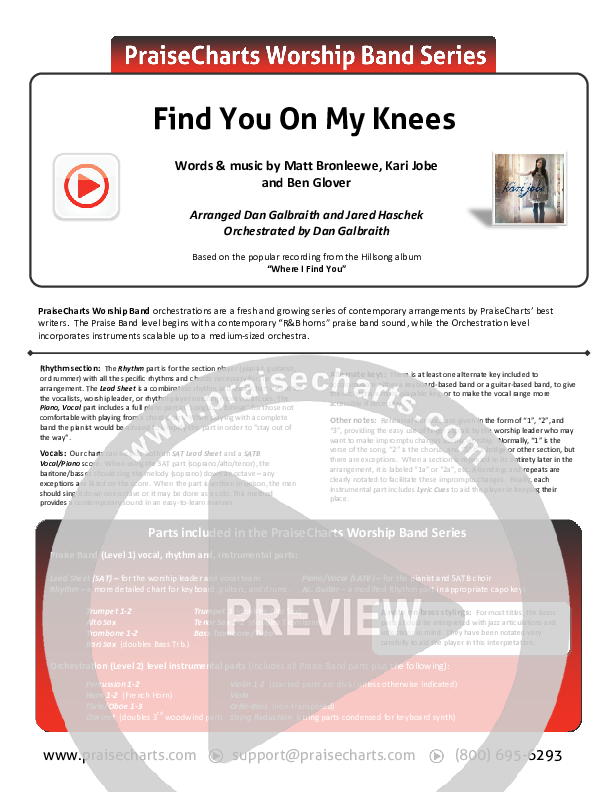 Find You On My Knees Cover Sheet (Kari Jobe)