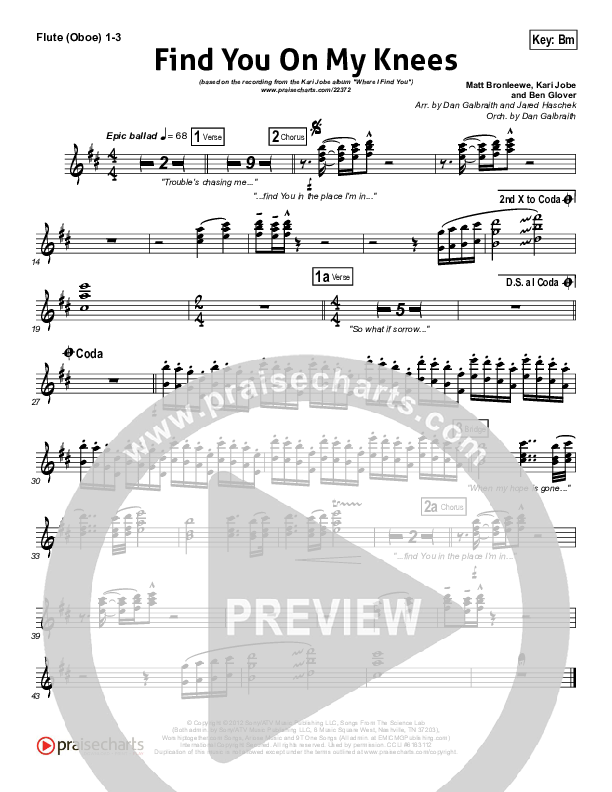 Find You On My Knees Flute/Oboe 1/2/3 (Kari Jobe)