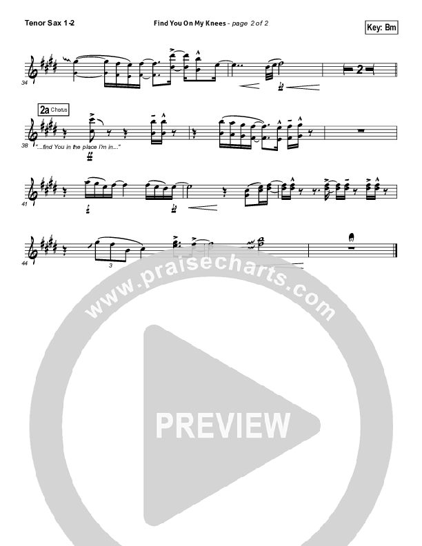 Find You On My Knees Tenor Sax 1/2 (Kari Jobe)