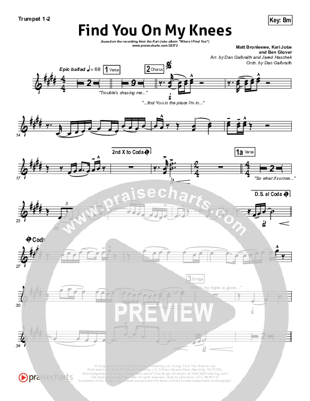 Find You On My Knees Trumpet 1,2 (Kari Jobe)