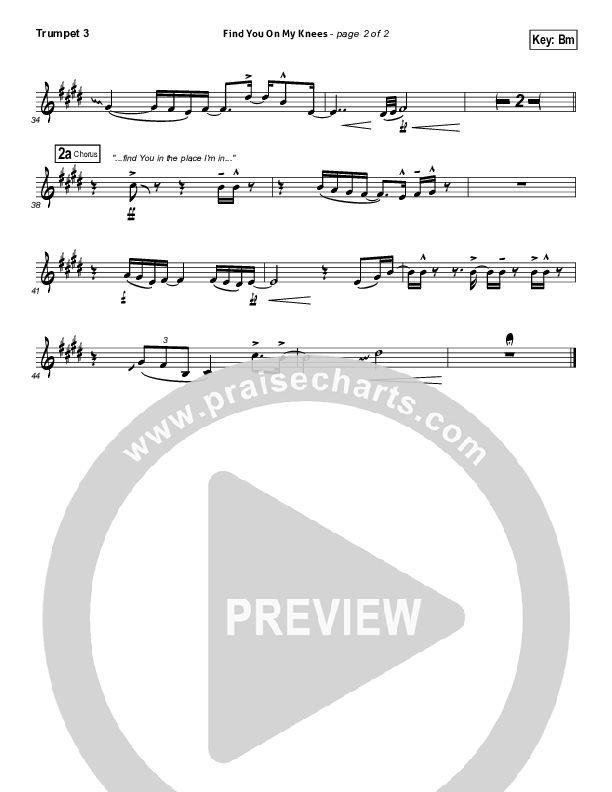 Find You On My Knees Trumpet 3 (Kari Jobe)