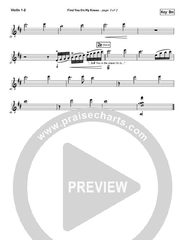 Find You On My Knees Violin 1/2 (Kari Jobe)