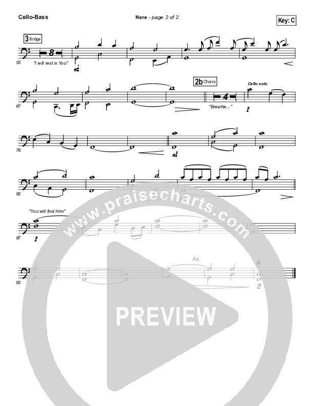 Here Cello/Bass (Kari Jobe)