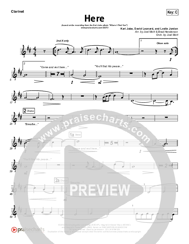 Here Clarinet (Kari Jobe)