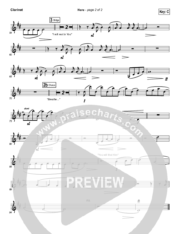 Here Clarinet (Kari Jobe)