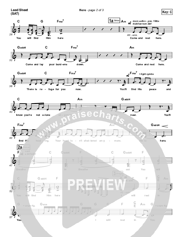 Here Lead Sheet (SAT) (Kari Jobe)