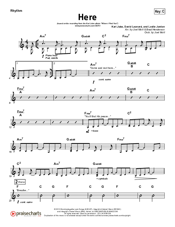 Here Rhythm Chart (Kari Jobe)