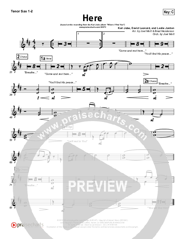 Here Tenor Sax 1/2 (Kari Jobe)
