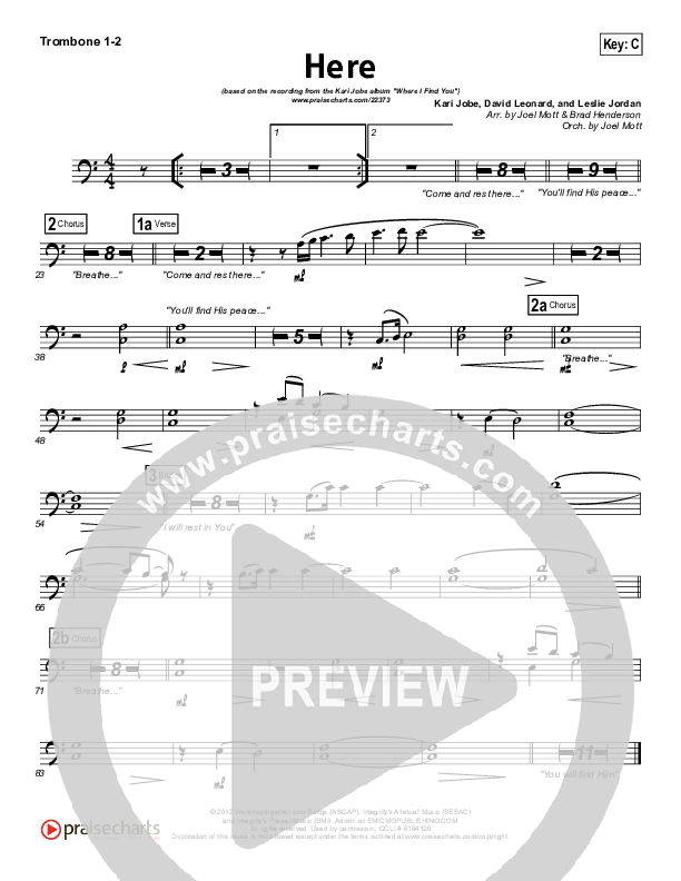 Here Trombone 1/2 (Kari Jobe)