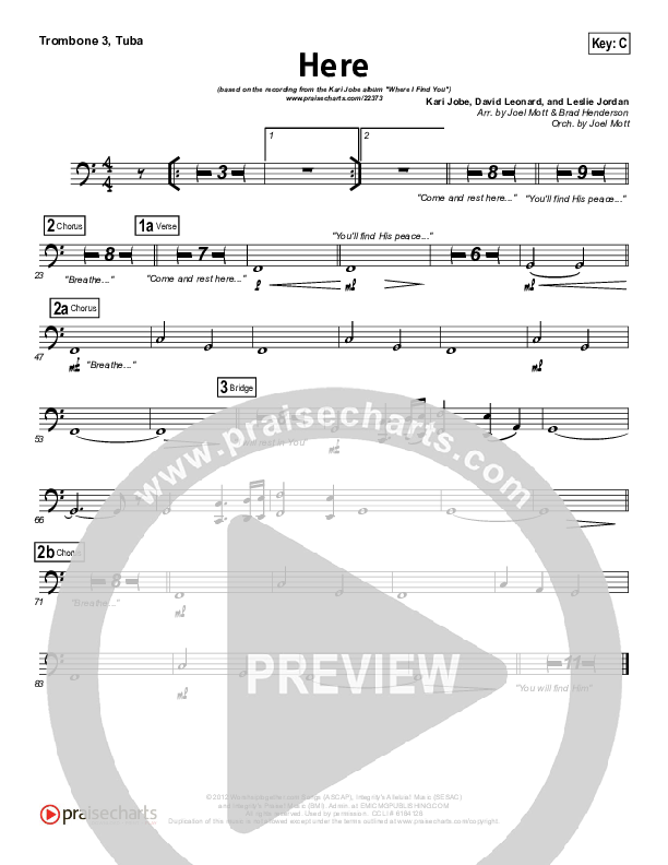 Here Trombone 3/Tuba (Kari Jobe)