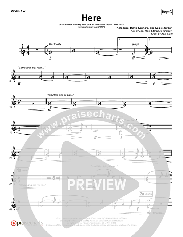 Here Violin 1/2 (Kari Jobe)