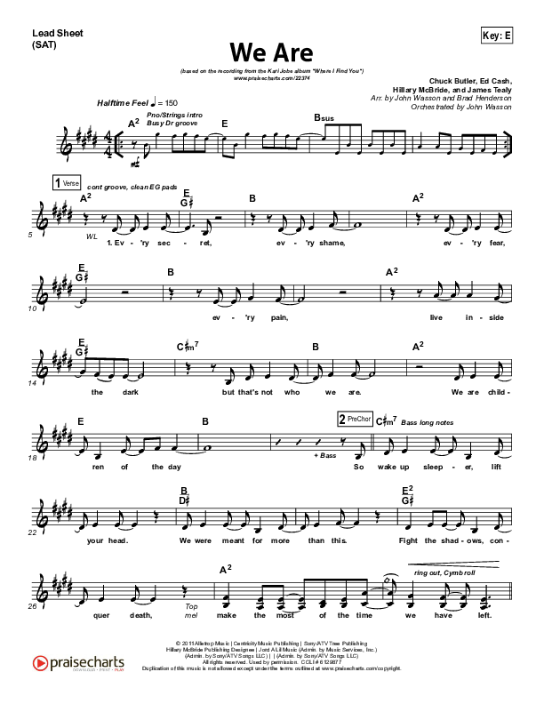 We Are Lead Sheet (SAT) (Kari Jobe)