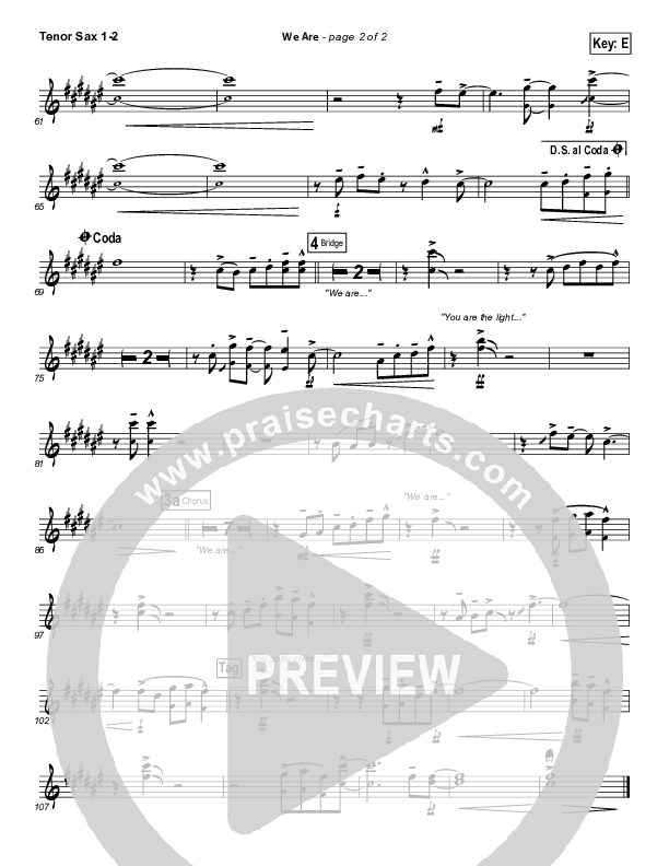 We Are Tenor Sax 1/2 (Kari Jobe)