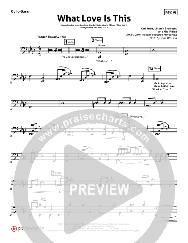 What Love Is This Cello/Bass (Kari Jobe)