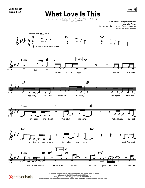 What Love Is This Lead Sheet (Kari Jobe)