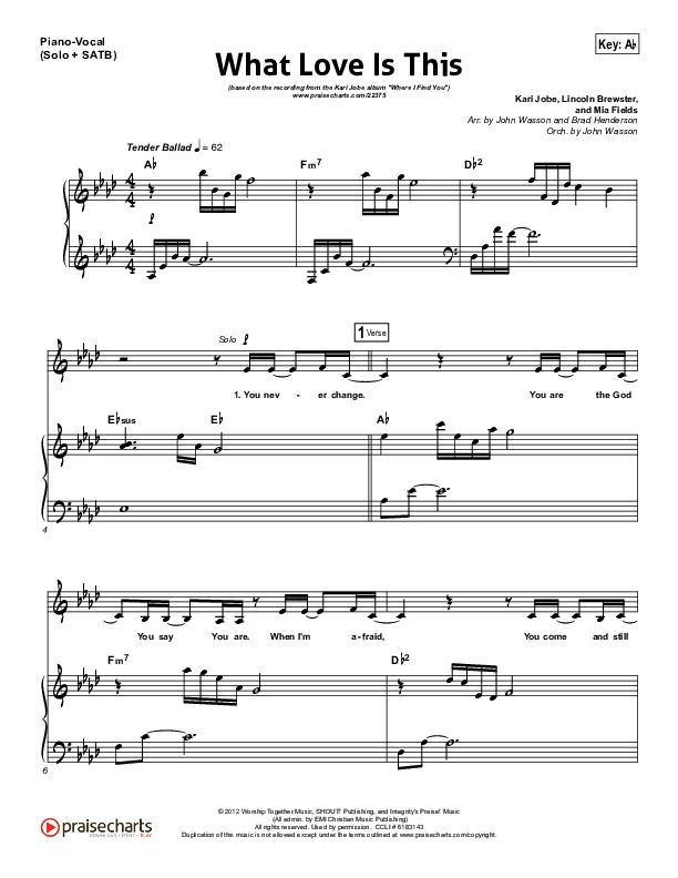 What Love Is This Piano/Vocal Pack (Kari Jobe)