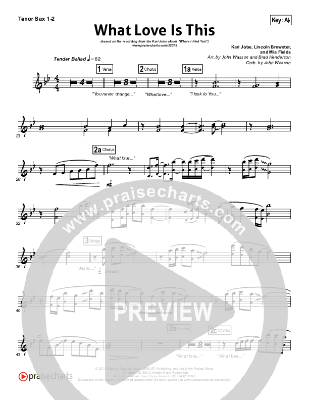 What Love Is This Tenor Sax 1/2 (Kari Jobe)