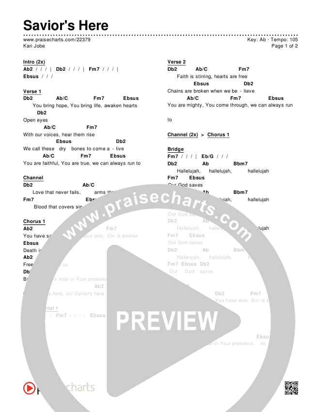 Savior's Here Chords & Lyrics (Kari Jobe)