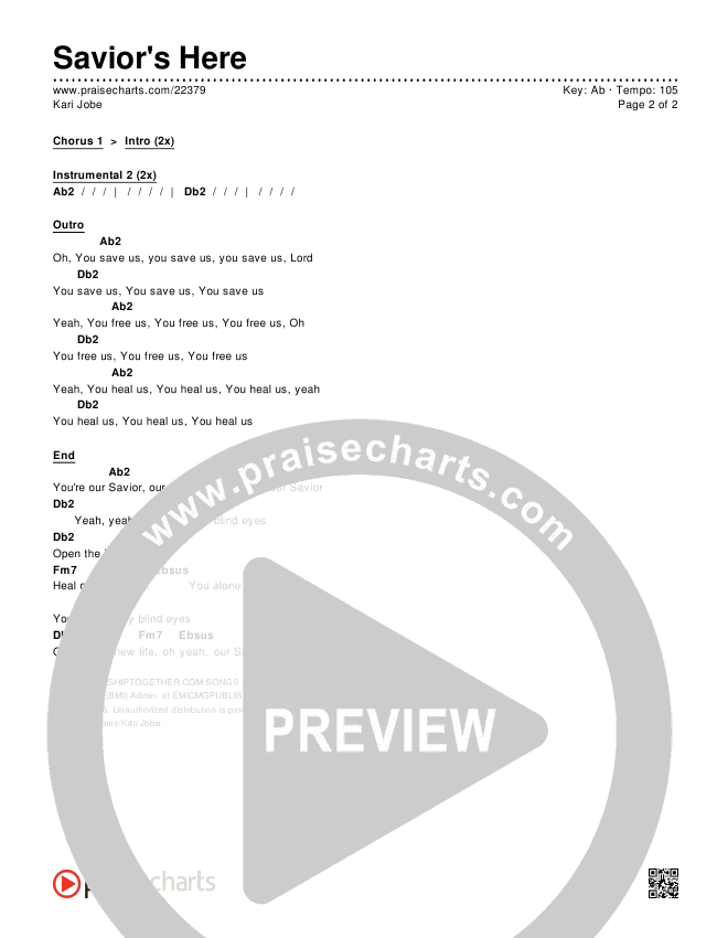 Savior's Here Chords & Lyrics (Kari Jobe)