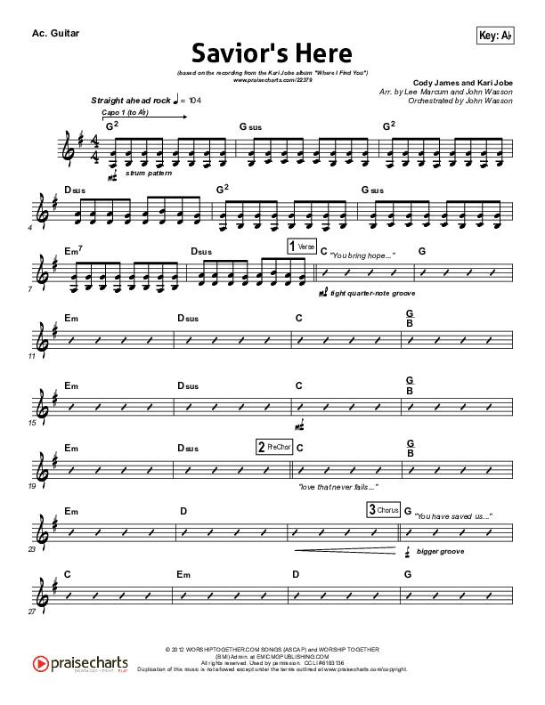 Savior's Here Acoustic Guitar (Kari Jobe)