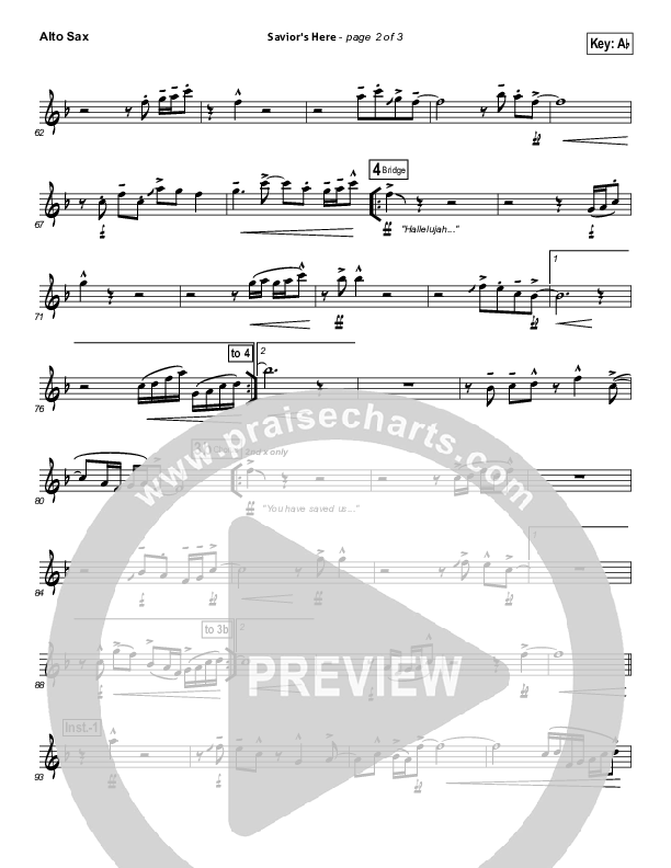 Savior's Here Alto Sax (Kari Jobe)