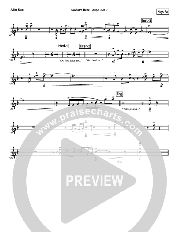 Savior's Here Alto Sax (Kari Jobe)