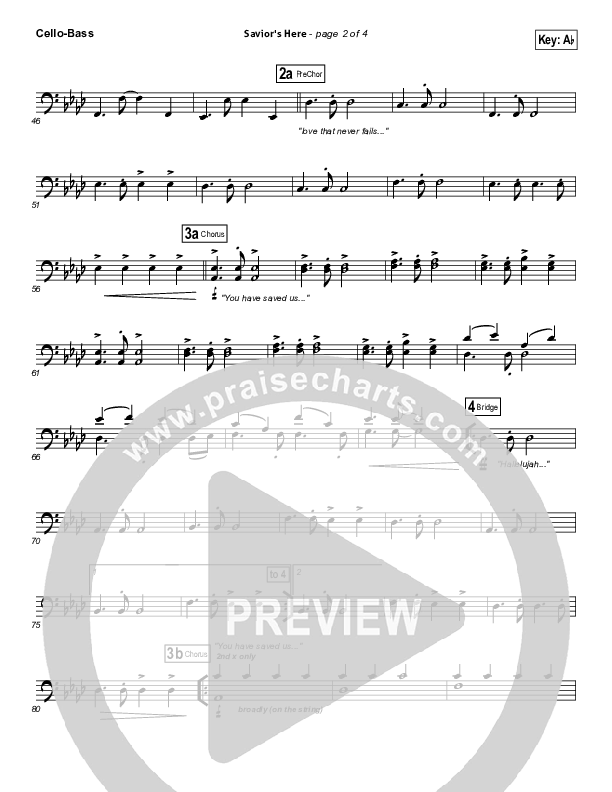 Savior's Here Cello/Bass (Kari Jobe)