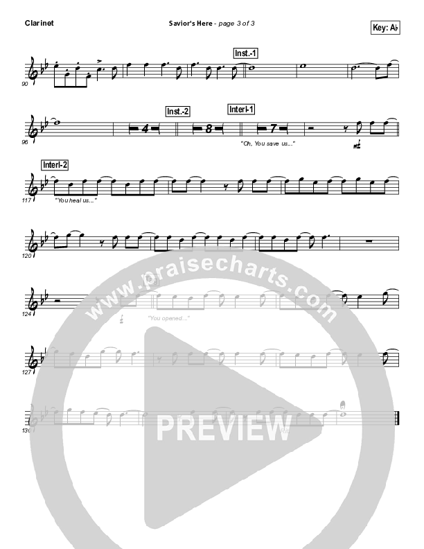 Savior's Here Clarinet (Kari Jobe)