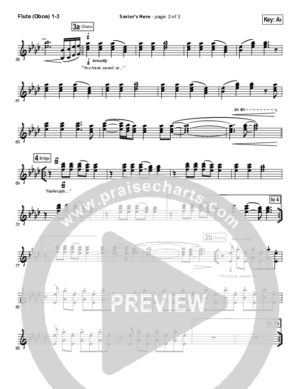 Savior's Here Flute/Oboe 1/2/3 (Kari Jobe)