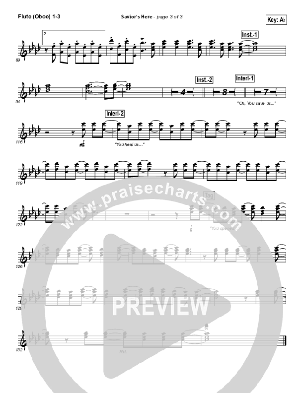 Savior's Here Flute/Oboe 1/2/3 (Kari Jobe)