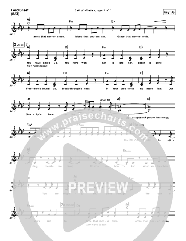 Savior's Here Lead Sheet (SAT) (Kari Jobe)