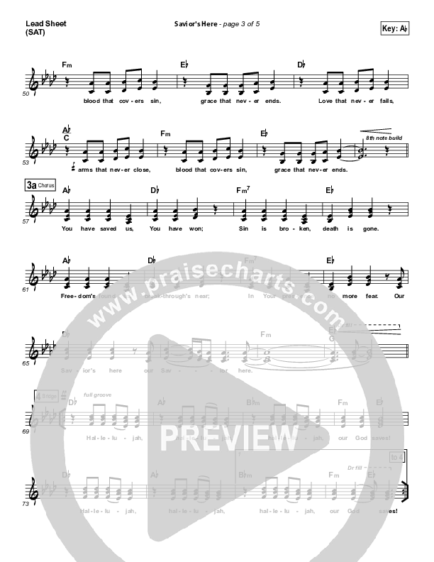 Savior's Here Lead Sheet (SAT) (Kari Jobe)