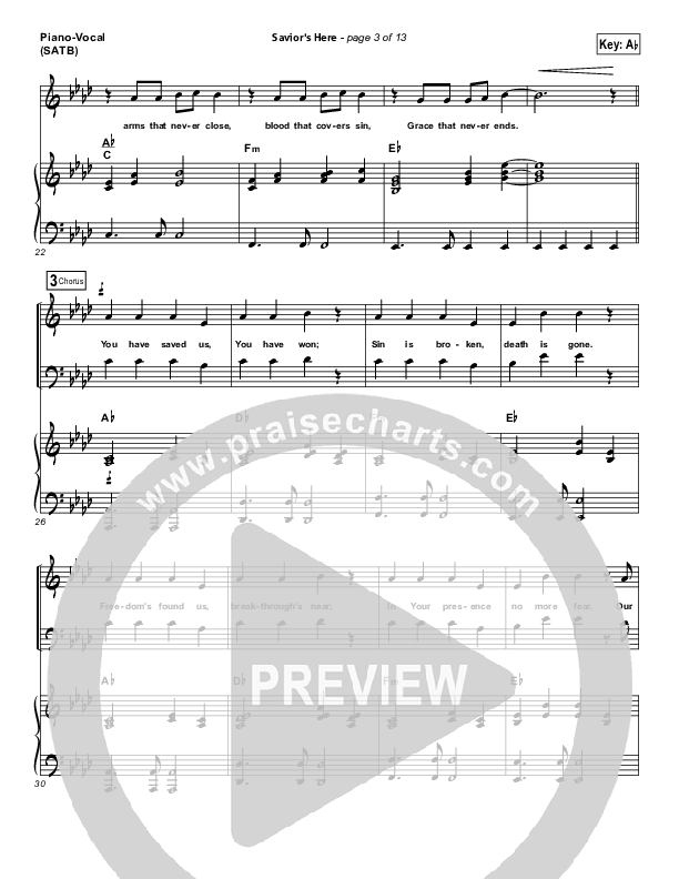 Savior's Here Piano/Vocal (SATB) (Kari Jobe)