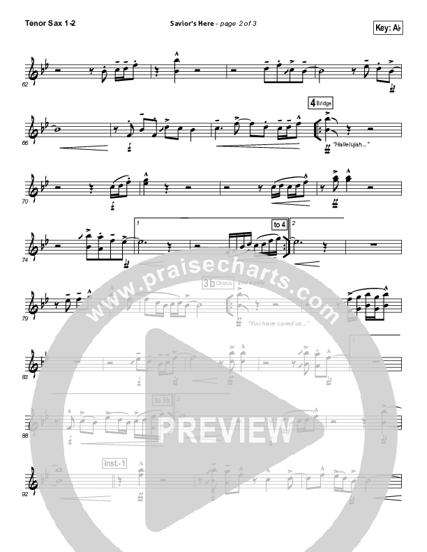 Savior's Here Tenor Sax 1/2 (Kari Jobe)