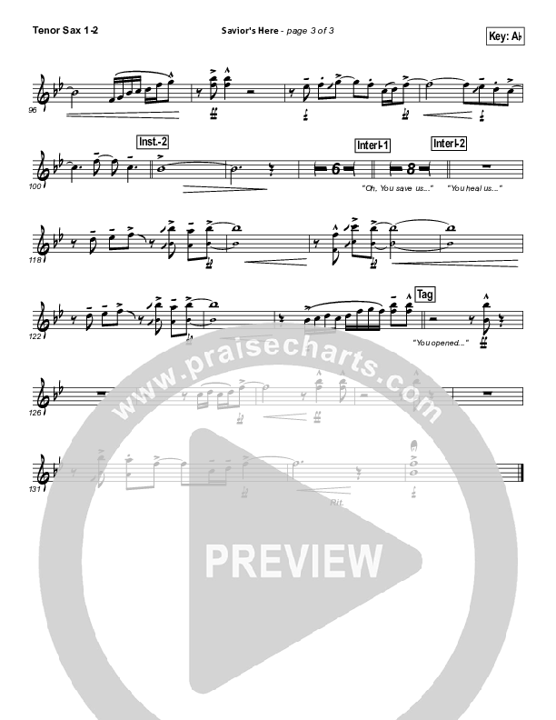 Savior's Here Tenor Sax 1/2 (Kari Jobe)