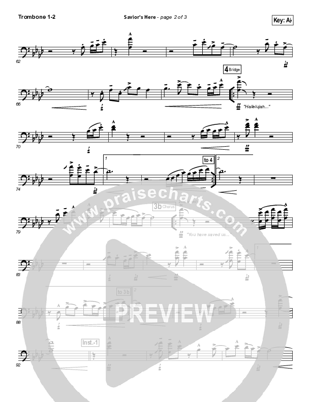 Savior's Here Trombone 1/2 (Kari Jobe)