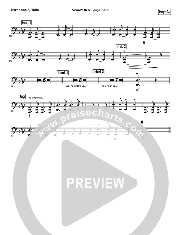 Savior's Here Trombone 3/Tuba (Kari Jobe)