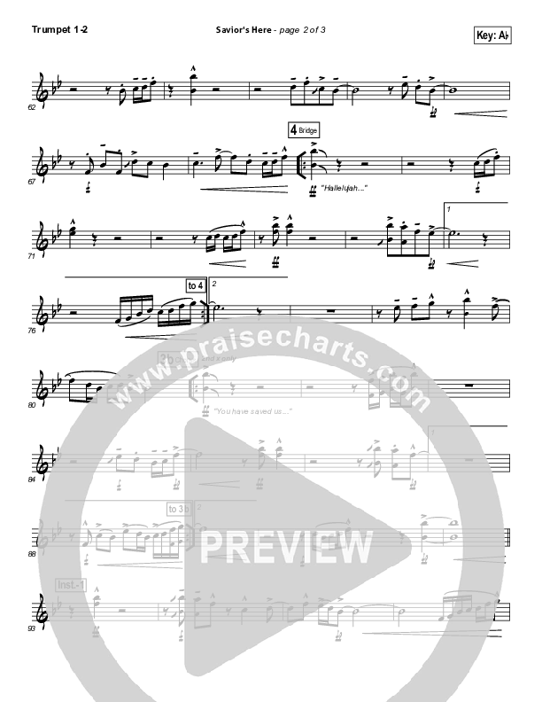 Savior's Here Trumpet 1,2 (Kari Jobe)