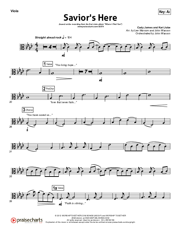 Savior's Here Viola (Kari Jobe)