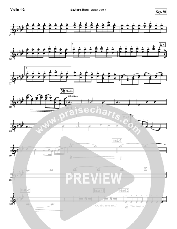 Savior's Here Violin 1/2 (Kari Jobe)