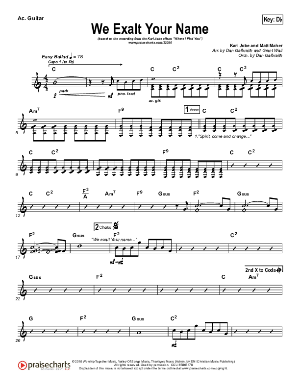 We Exalt Your Name Acoustic Guitar (Kari Jobe / Matt Maher)